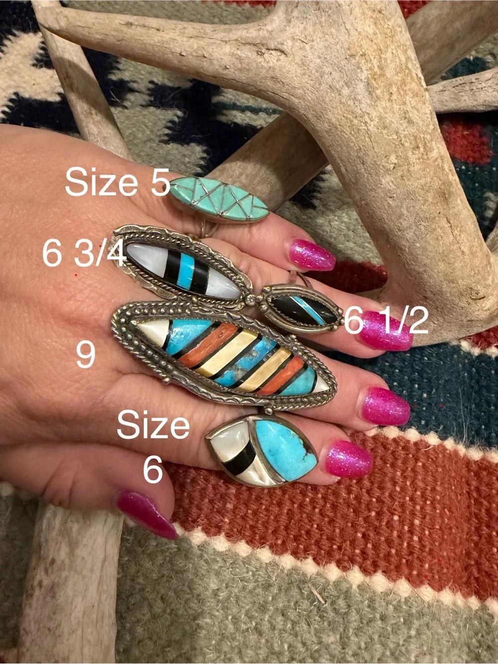 vintage Southwestern Native American-style lapidary inlay ring
